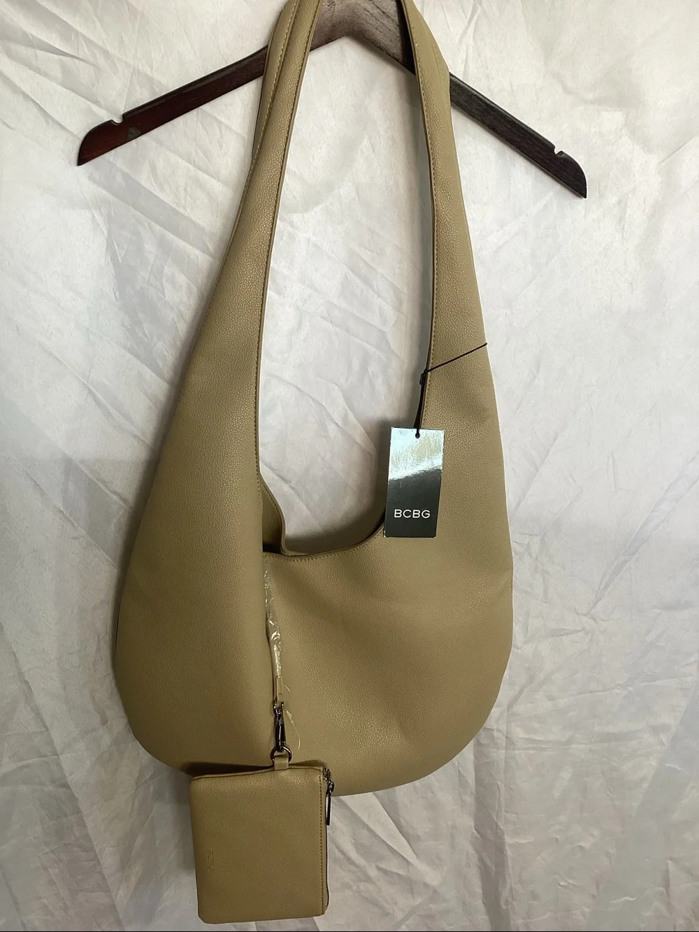 BCBG Olive Taupe Shoulder Hobo Bag with Pouch